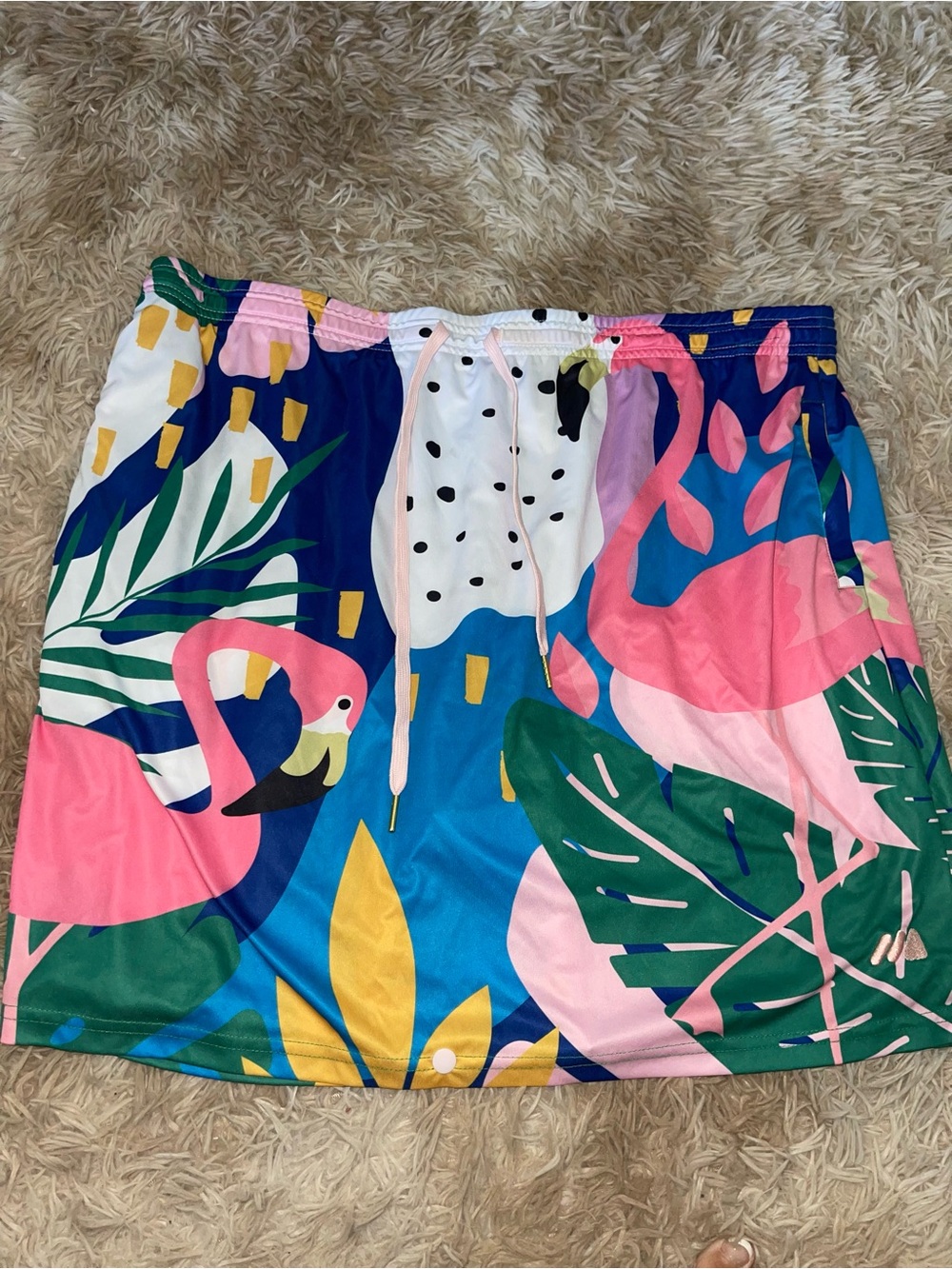 Tropical Flamingo Print Skirt Set Skirt - Multicolor